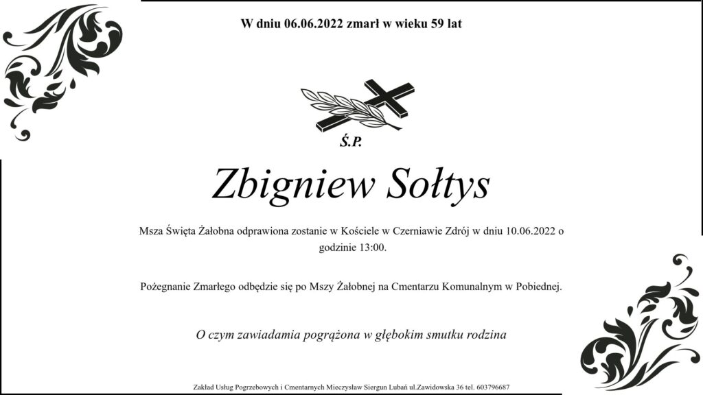 Klepsydra pogrzebowa - Zbigniew Sołtys